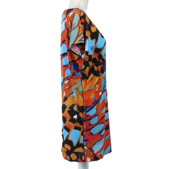 Eva Varro Wedge Dress Women's Size S Vella Multi-Colored Cap Sleeve - Picture 4 of 9